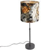 Lampada da tavolo nera fiori paralume 25cm regolabile - PARTE