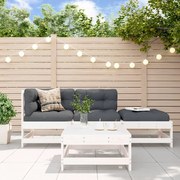 Set salotto da giardino 4 pz bianco in legno massello di pino