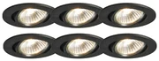 Set di 6 faretti incassati neri orientabili - Cisco