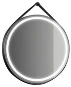 Specchio con illuminazione integrata completo di faretto bagno tondo L 70 x H 70 x P 3 cm