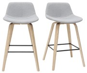 Sgabelli da bar scandinavi grigio chiaro e legno H 65 cm (set di 2) NONIE