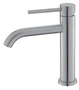 Kamalu - Miscelatore lavabo linea curva in acciaio inox finitura satinata| KAM-ARTE SATINATO