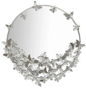 Specchio Argento Farfalle Rotondo Ø 91 cm - Design Elegante e Versatile