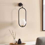 Jupiter Applique Samba, vetro opalino/nero 1 luce