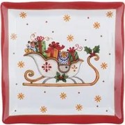 Piatto portata slitta Natale 30,5x30,5 cm in melammina