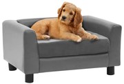 Divano per cani grigio 60x43x30 cm in peluche e similpelle