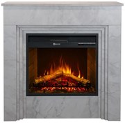 Camino elettrico da terra in legno effetto Marmo Bianco BELLINI L96 x P35 x H96 cm