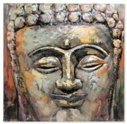 Quadro DKD Home Decor Buda Metallo Legno Buddha Orientale (80 x 80 x 7 cm)