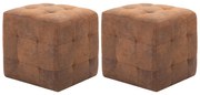 Pouf 2 Pz Marrone 30x30x30 Cm İn Similpelle Scamosciata /