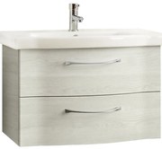 Mobile da bagno sotto lavabo rovere bianco L 75 x H 49 x P 42.7 cm 2 cassetti, lavabo non incluso