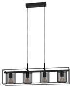 Lampadario Industrial Catterick 4 Luci Acciaio Nero