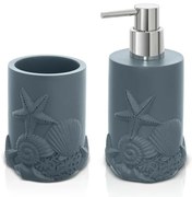 Set accessori bagno da appoggio 2 pezzi in resina turchese cobalto  Coral