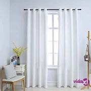 Kave Home - Tenda Marja in cotone e lino bianca 140 x 270 cm