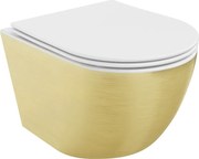 Mexen Lena vaso wc Rimless con sedile a chiusura rallentata slim, duroplast, bianco/oro motivo linee - 30224007