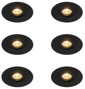 Set di 6 Faretti da Incasso Moderni Neri 12 cm - Buco