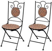 Sedie Da Bistrot Pieghevoli 2 Pz İn Ceramica Terracotta /