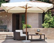 Ombrellone da Giardino 3x3 m Palo Ø48 mm in Legno Vorghini De Lux Ecrù...