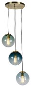 Lampada a sospensione Art Déco in ottone con vetro blu - Pallon