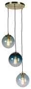 Lampada a sospensione art deco in ottone e in vetro blu - PALLON