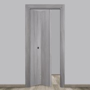 Porta pieghevole a libro simmetrica Gray Elm grigio L 70 x H 210 cm sinistra