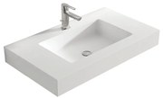 Lavabo integrale da appendere bacino al centro rettangolare SOLID L 81 x H 14 x P 46 cm in solid surface bianco