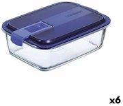 Porta pranzo Ermetico Luminarc Easy Box Azzurro Vetro (6 Unità) (1,22 L)