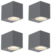 Set di 4 applique moderne grigio scuro IP44 - Baleno