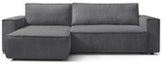 Divano letto a coste grigio scuro ad angolo variabile Nihad - Bobochic Paris