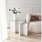 SET 2x Tavolino LILY diametro 40 cm bianco/limpido