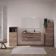 Mobile sottolavabo e lavabo Solid rovere sable L 120 x H 83 x P 51 cm 1 vasca, 1 anta 2 cassetti