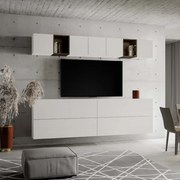 Parete per soggiorno A104 L.268 P.39,5 Bianco e Noce
