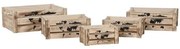 Set di Scatole Decorative Home ESPRIT Marrone Nero Legno di paulownia Mappamondo 39 x 28 x 14,5 cm (5 Pezzi)