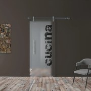 Porta scorrevole destra Cucina in alluminio trasparente, L 88 x H 215 cm, con binario Ermes