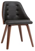 Sedia design bimateriale nero e legno  scuro FLUFFY