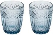 Set 2 bicchieri acqua vetro blu lavorato Amalia