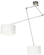 Lampada a sospensione intelligente in acciaio con paralume 35 cm bianco incl. 2 Wifi A60 - Blitz