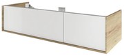 Mobile da bagno sotto lavabo SENSEA Neo Frame bianco e noce laccato lucido L 135 x H 32 x P 48 cm 2 cassetti, lavabo non incluso