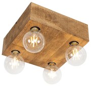 Plafoniera country legno scuro 4 luci - BLOC