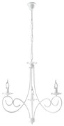 Lampadario Provenzale Candelabro Alma 3 Luci Ferro Battuto Bianco Shabby