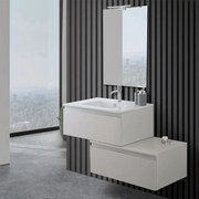 Mobile bagno sospeso 80 cm grigio perla con lavabo e specchio   Iside