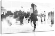 Quadro su tela – Silhouette di persone in metropoli in bianco e nero