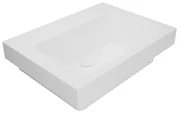 Lavabo da incasso con bordo a vista rettangolare vasca centrale Alaqua L 70 x H 25 x P 21 cm in ceramica bianco