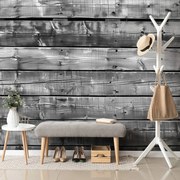 Carta da parati – Imitazione legno moderno in bianco e nero