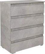Cassettiera 4 cassetti maniglia gola in legno 81x44xH101 Cemento