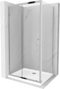 Mexen Apia cabina doccia scorrevole 90 x 70 cm, trasparente, cromato + piatto Flat - 840-090-070-01-00-4010