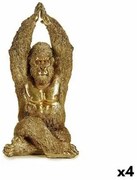 Statua Decorativa Yoga Gorilla Dorato 17 x 36 x 19,5 cm (4 Unità)