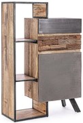 Credenza MANCHESTER in legno di mango e acciaio nero, 90x40x140 cm