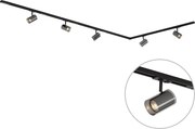 Sistema di illuminazione a binario moderno nero con 5 faretti monofase - Iconic Lloyd