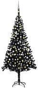 Albero di Natale Preilluminato con Palline Nero in PVC, Albero di Natale Preilluminato con Palline Nero 240 cm PVC III