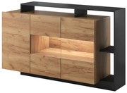 Credenza 3 ante e 3 nicchie con LED Naturale e Antracite - IDESIA